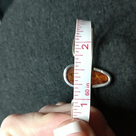 Vintage Baltic honey Amber sterling silver cuff bracelet adjustable - Picture 16 of 17